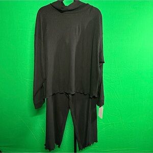 NWT Refinery29 two piece Lounge Set flutter hem Black Size 2X